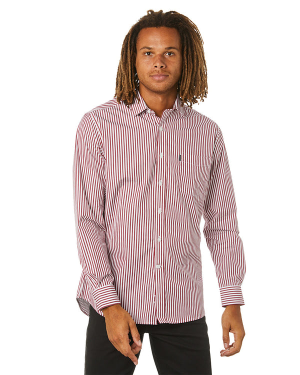 LS Shirt with Single Pocket - Red/White