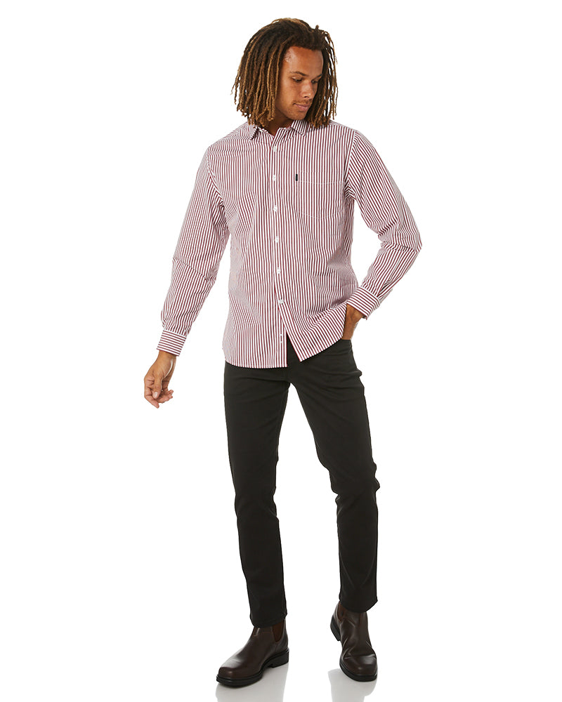 LS Shirt with Single Pocket - Red/White