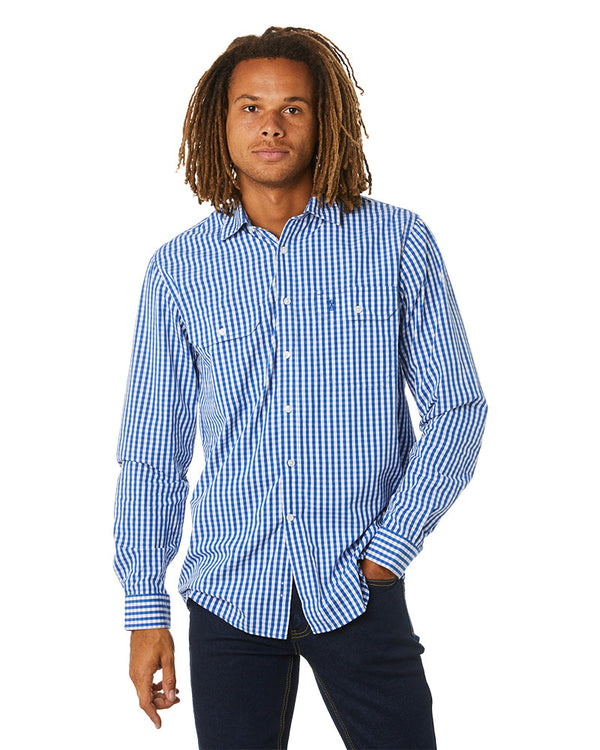 Checked LS Shirt - Blue/White