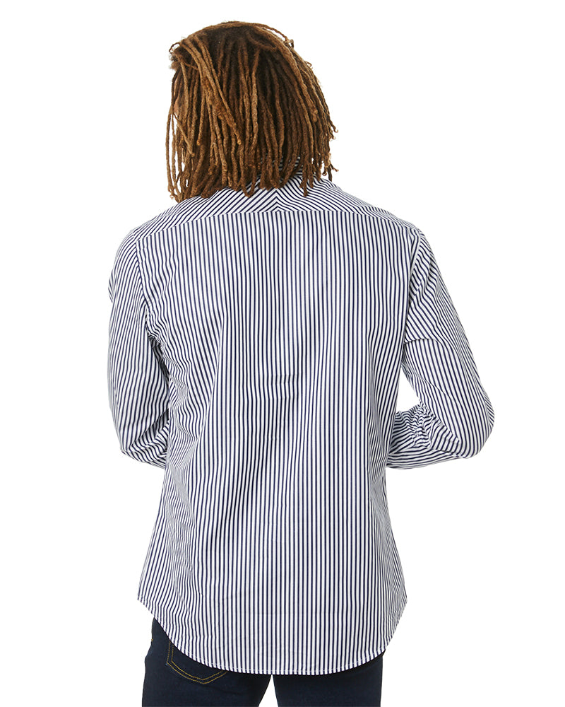 LS Shirt with Single Pocket - Navy/White