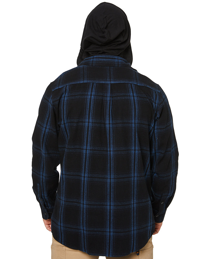 Chester Hooded Flannel Shirt - Blue