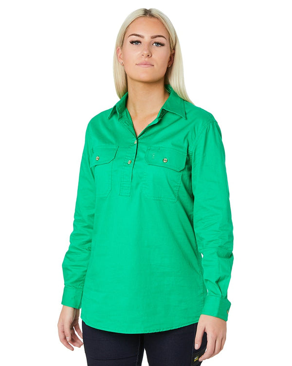 Ladies Closed Front Shirt LS - Emerald