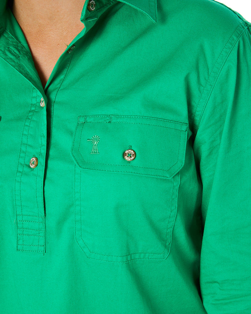 Ladies Closed Front Shirt LS - Emerald