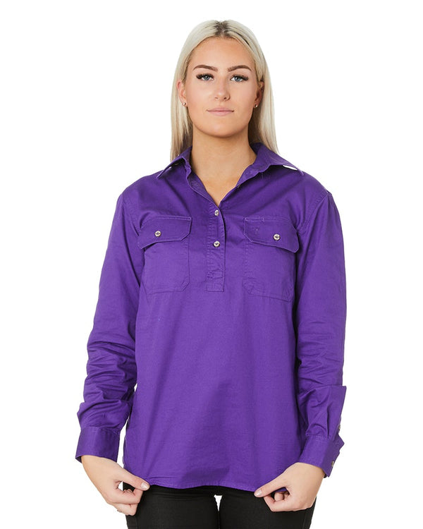 Ladies Closed Front Shirt LS - Purple