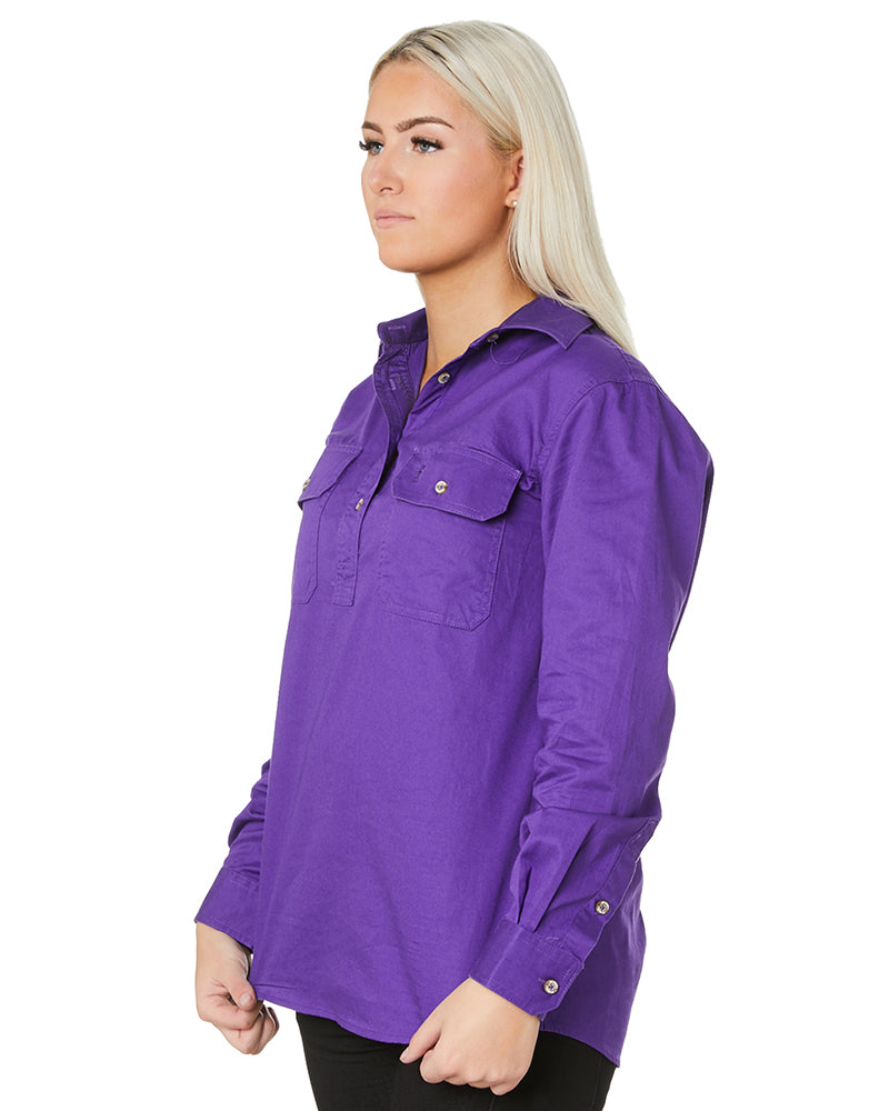 Ladies Closed Front Shirt LS - Purple