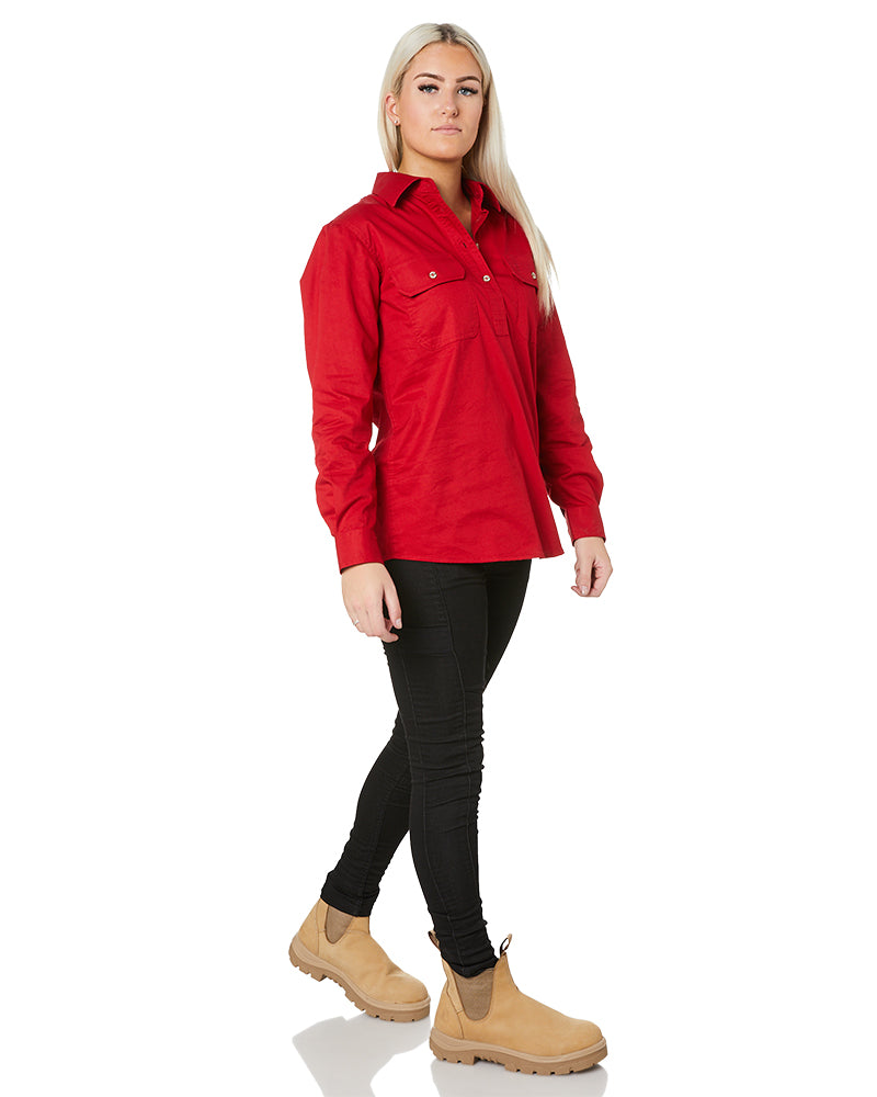 Ladies Closed Front Shirt LS - Red