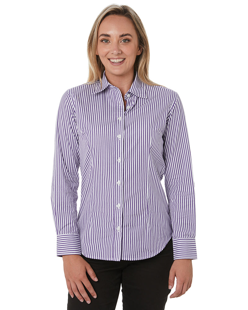 Ladies LS Shirt - Purple/White