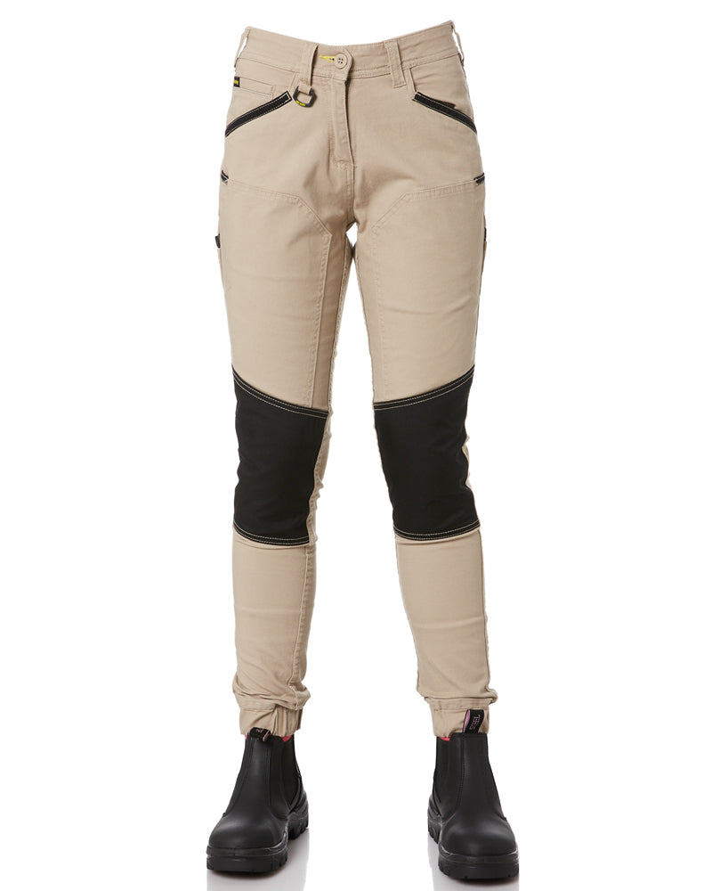 Womens Flex and Move Stretch Cotton Shield Cuff Pants - Stone