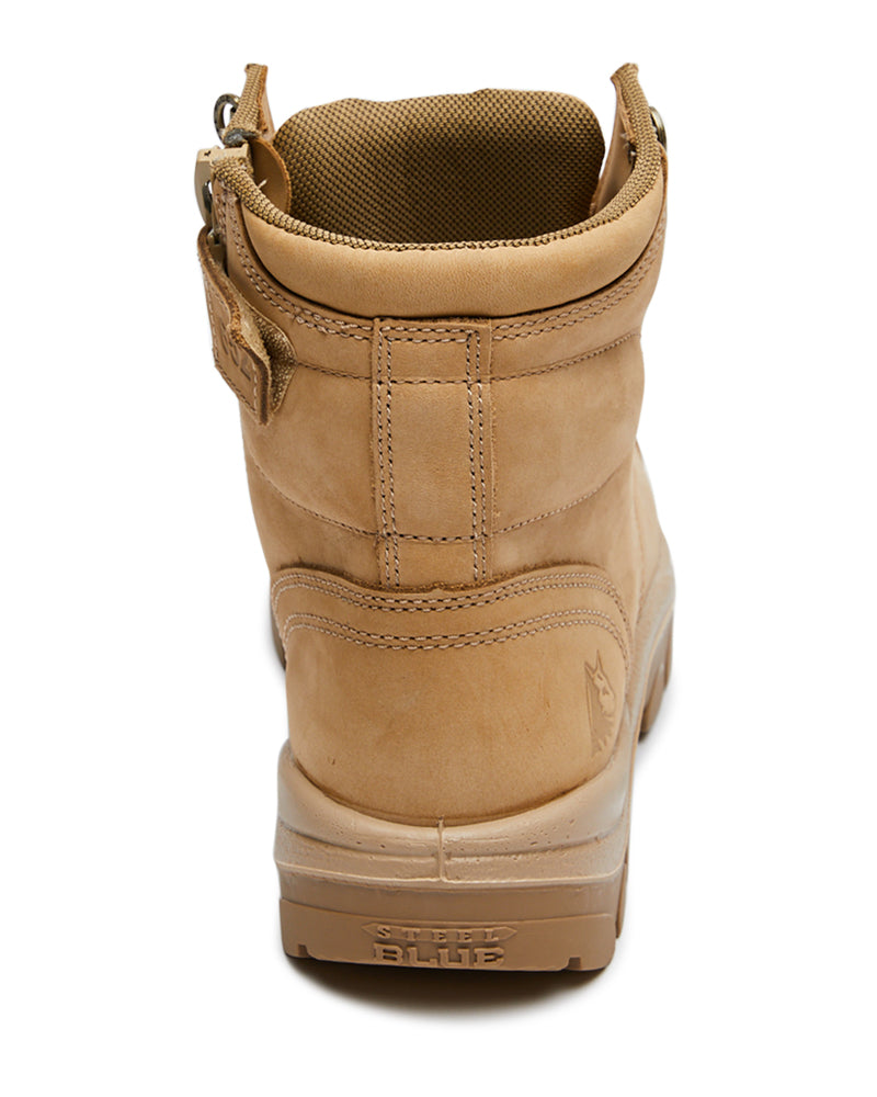 Argyle Lace Up Safety Boot with Zip and Scuff Cap - Sand