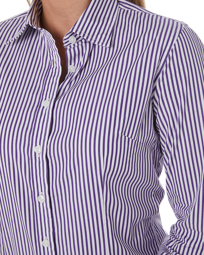 Ladies LS Shirt - Purple/White