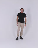 Stretch Cotton Drill Cargo Cuffed Pants - Stone