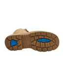 Argyle Lace Up Safety Boot with Zip and Scuff Cap - Sand