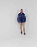 Open Front Flannelette Shirt - Royal/Navy