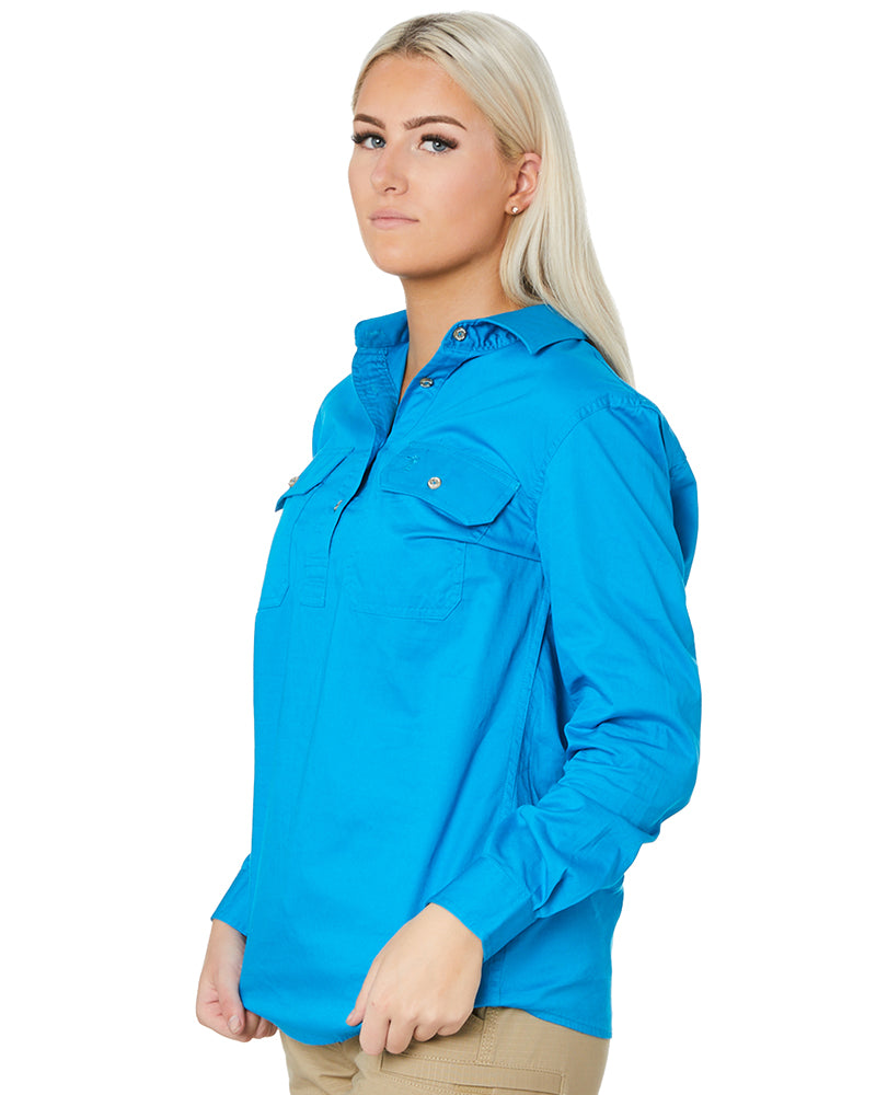 Ladies Closed Front Shirt LS - Azure