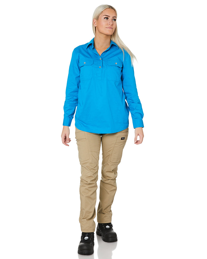 Ladies Closed Front Shirt LS - Azure