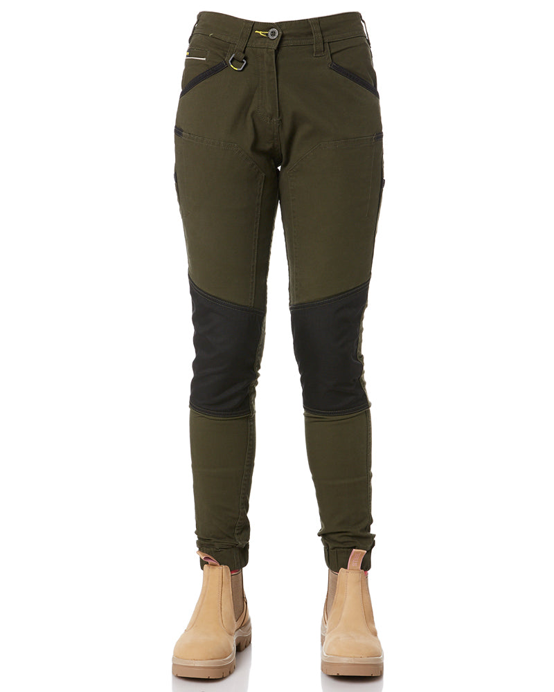 Womens Flex and Move Stretch Cotton Shield Cuff Pants - Olive