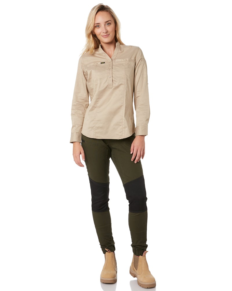 Womens Flex and Move Stretch Cotton Shield Cuff Pants - Olive