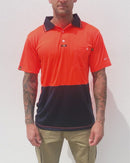 Original Microfibre Polo Shirt SS - Orange/Navy