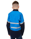 Hi Vis 2 Tone Open Front Kids Shirt - Blue/Navy