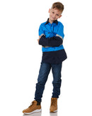 Hi Vis 2 Tone Open Front Kids Shirt - Blue/Navy