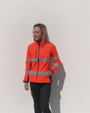 Womens Taped Two Tone Hi Vis Soft Shell Jacket  - Orange/Navy
