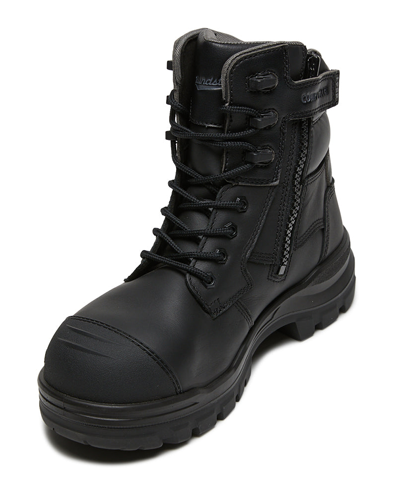 Black zip up work boots outlet