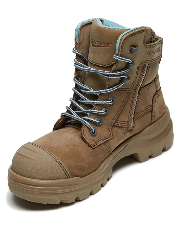 Womens RotoFlex 8863 High Zip Side Safety Boot - Stone