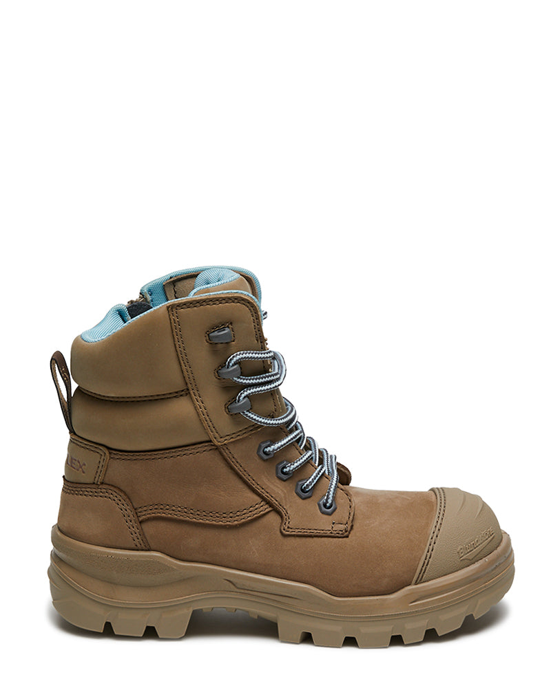 Womens RotoFlex 8863 High Zip Side Safety Boot - Stone