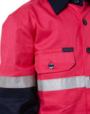 Hi Vis 2 Tone Open Front Kids Shirt - Pink/Navy