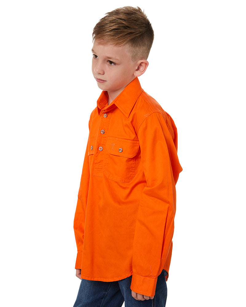 Kids Closed Front Shirt LS - Tangerine