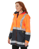Womens H Taped Hi Vis Rain Coat - Orange/Navy