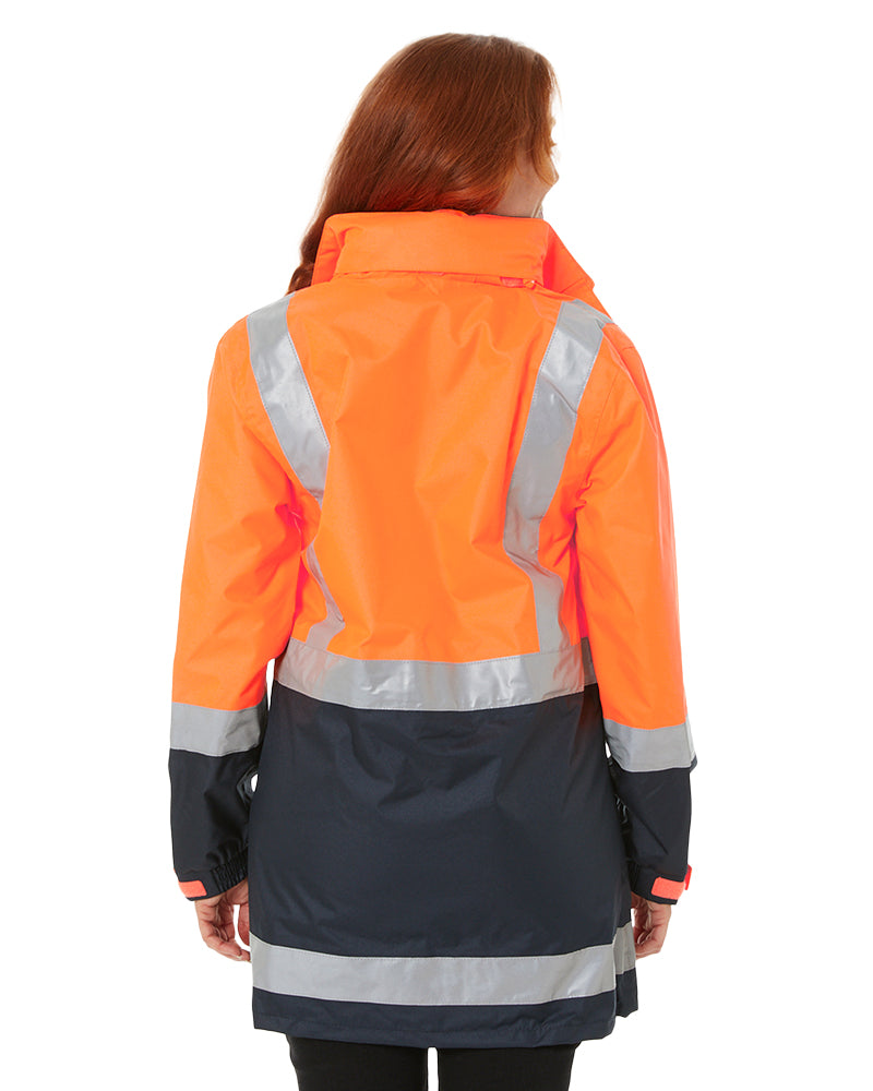 Womens H Taped Hi Vis Rain Coat - Orange/Navy