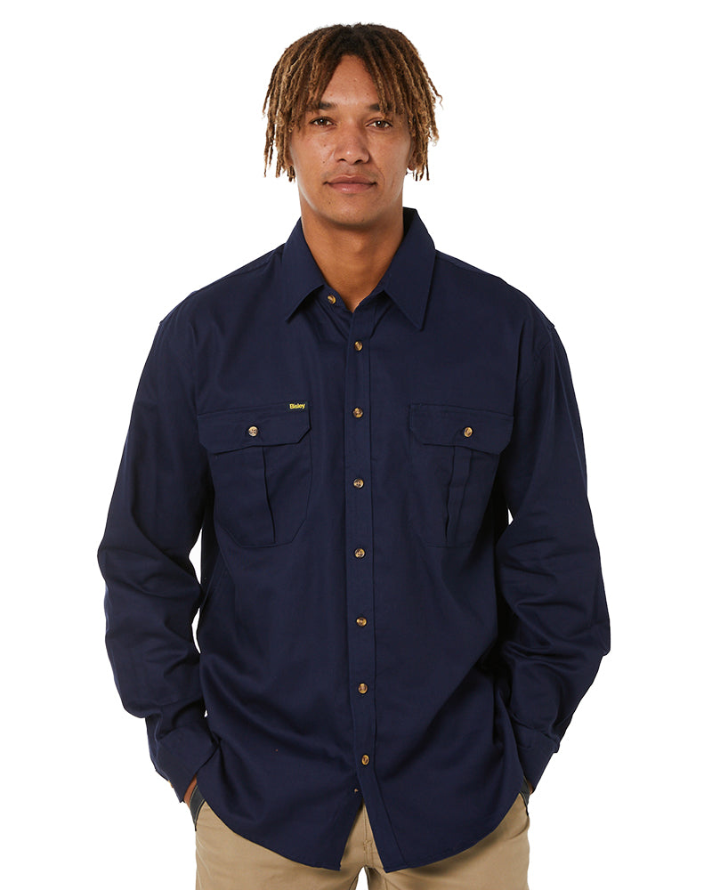 Bisley Original Cotton Drill LS Shirt - Navy | Buy Online
