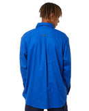 Closed Front Mens Cotton Drill LS Shirt - Royal