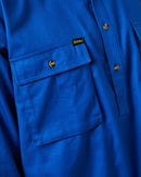 Closed Front Mens Cotton Drill LS Shirt - Royal