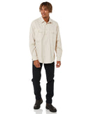 Closed Front Cotton Twill Shirt LS - Stone