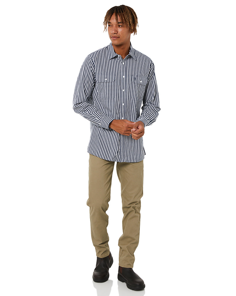 Checked LS Shirt - Navy/White