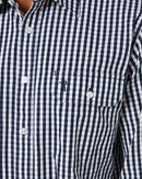 Checked LS Shirt - Navy/White