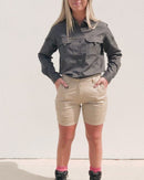 Womens Stretch Cotton Short - Stone