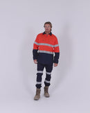 Taped Hi Vis Closed Front Lightweight LS Shirt - Orange/Navy