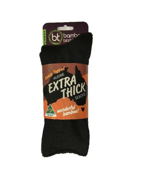 Aussie Loose Top Extra Thick Socks Unisex - Black