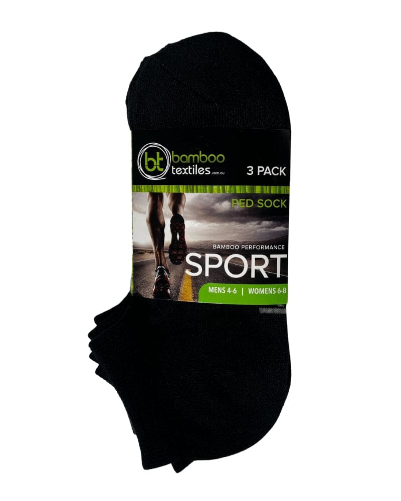 Bamboo Textiles Sports Ped Socks Unisex 3 Pack Black Buy Online