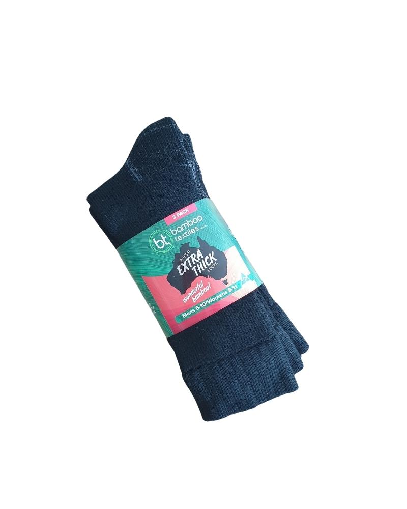 Aussie Extra Thick Socks Unisex 3 Pack - Black