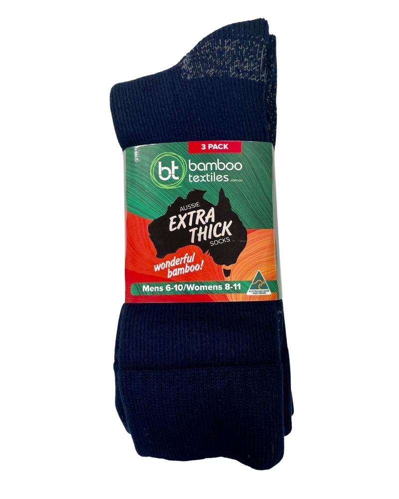 Bamboo Textiles Aussie Extra Thick Socks Unisex 3 Pack Navy Buy Online