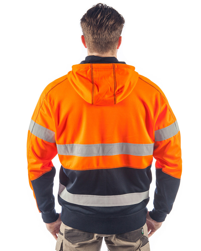 Bisley Hi Vis Taped Fleece Hoodie Orange Navy Buy Online