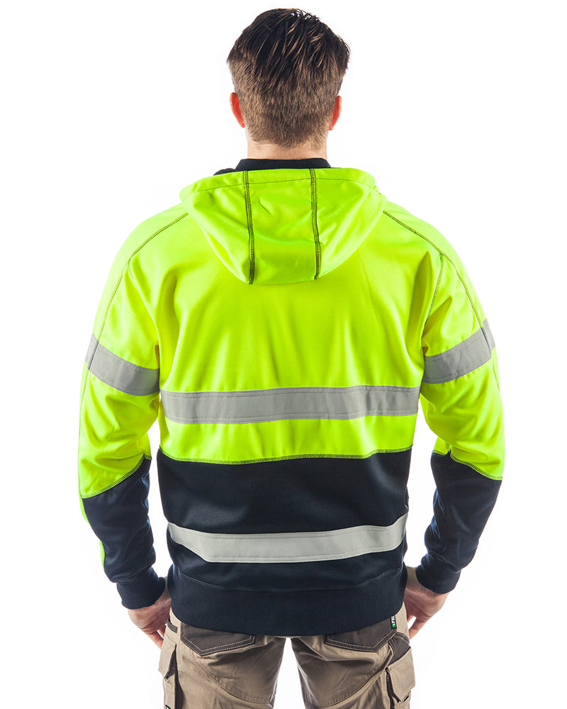 Hi Vis Taped Fleece Hoodie - Yellow/Navy