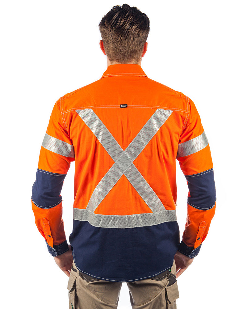 Flex and Move X Taped Hi Vis LS Utility Shirt - Orange/Navy