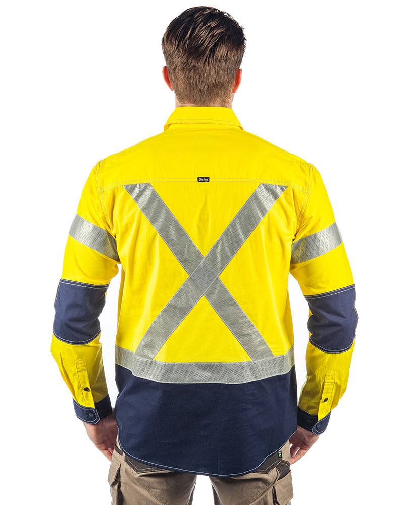 Flex and Move X Taped Hi Vis LS Utility Shirt - Yellow/Navy