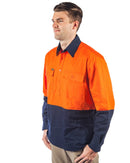 Hi Vis Closed Front LS Shirt - Orange/Navy