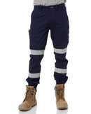Tradies Taped Biomotion Stretch Cotton Drill Cargo Cuffed Pants 2 Value Pack - Navy